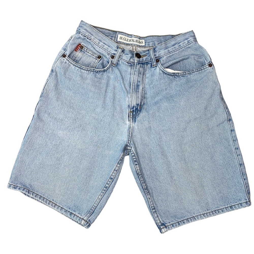 Vintage 90s Bugle Boy Denim Jean Shorts Light Washed Blue WOMENS 29